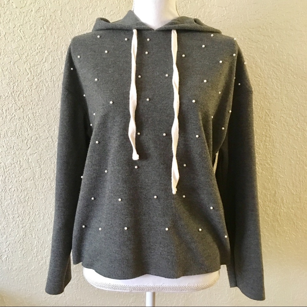 ZARA Soft Feel Sweatshirt with Pearls Grey